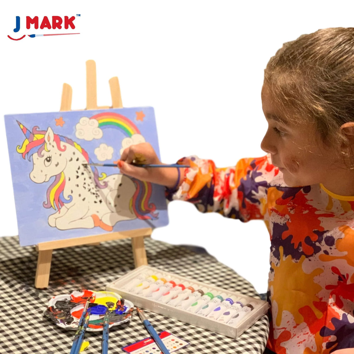 Acrylic Painting Kit with Storage Bag, Non Toxic Washable Paints, Wood Easel, Canvases, Brushes C332571