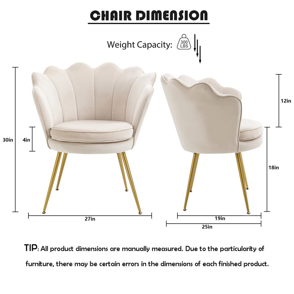 White Velvet Upholstered Arm Chair with Golden Metal Legs, Set of 2 B382082