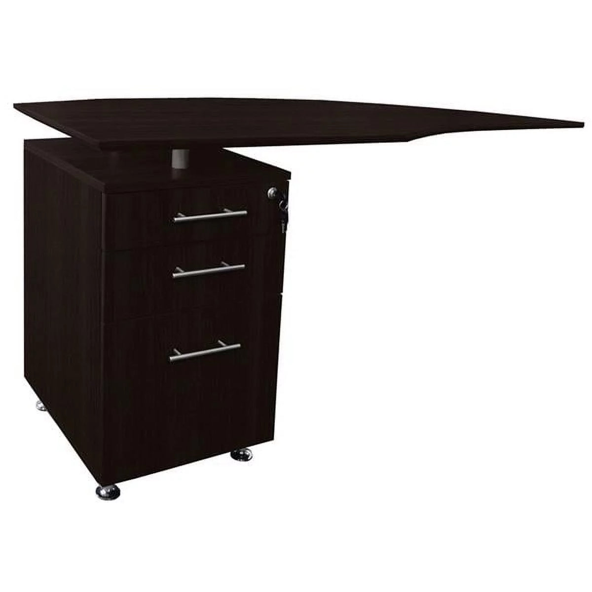 63 in. Curved Desk Return with Pencil-Box-File Pedestal O670