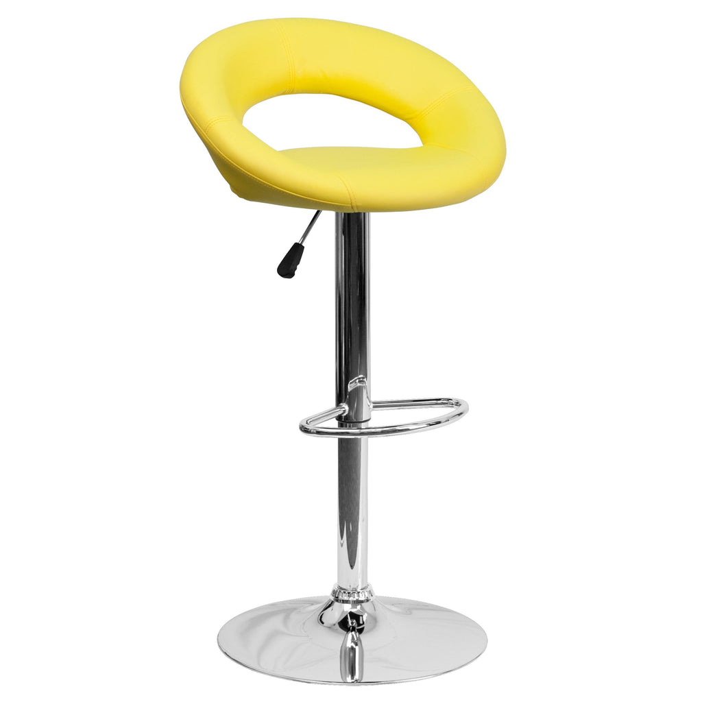 White Vinyl Adjustable Height Barstool with Chrome Base R72475