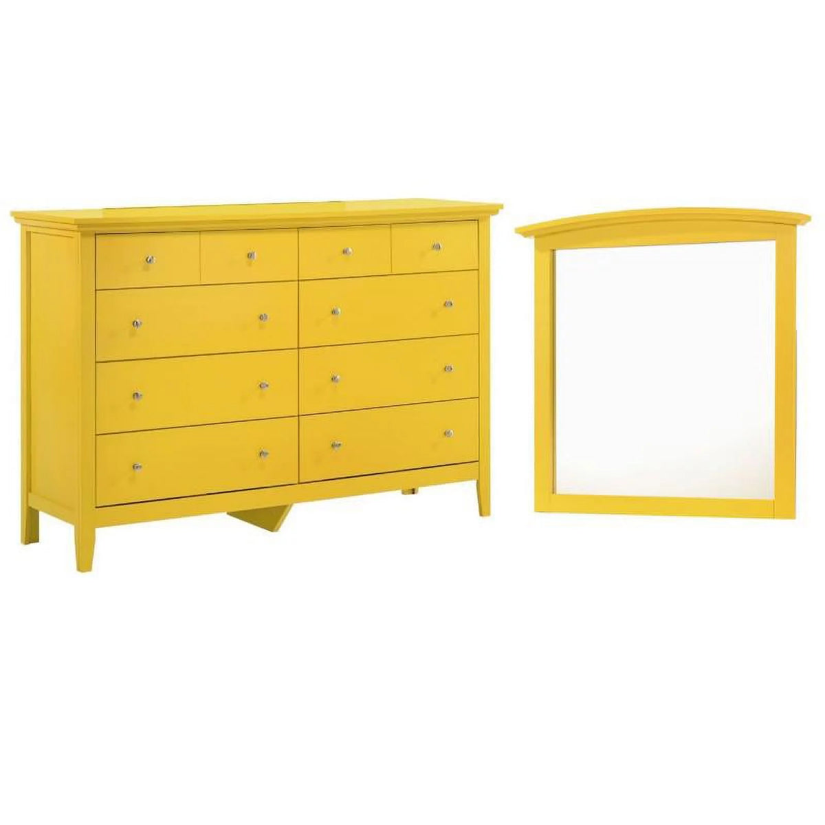 Yellow 8 Drawer Dresser and Mirror Set H45764