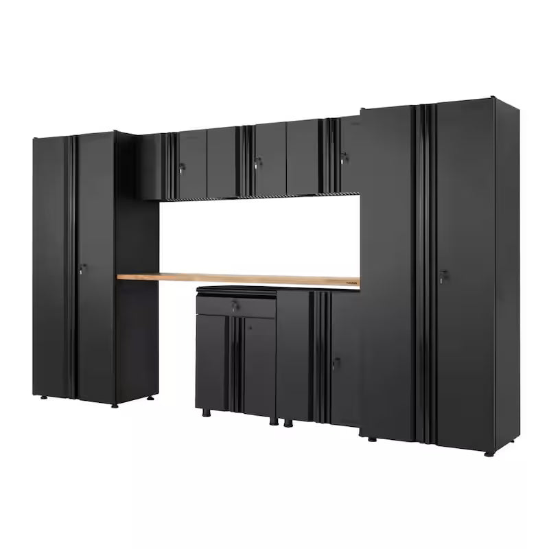 8 Piece Welded Steel Garage Storage System in Black H32925