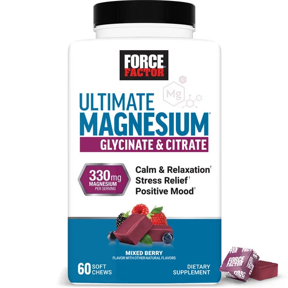 Magnesium Supplement 330mg Vegan Gluten Free Mixed Berry 60 Soft Chews X614625