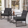 3 Pieces Outdoor Plastic Bistro Set with Cushion and Table, Black S595550