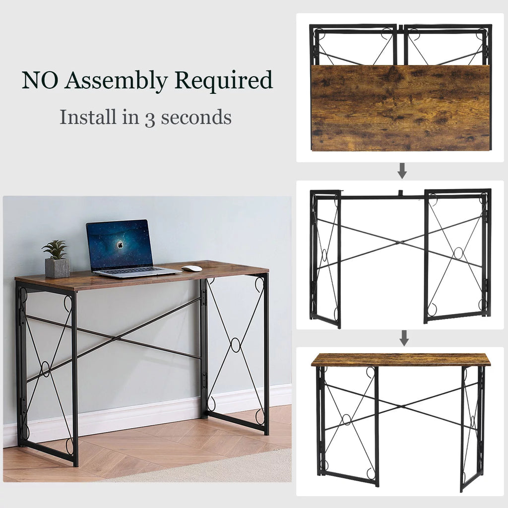 39'' Antique Brown Folding Computer Desk I7279