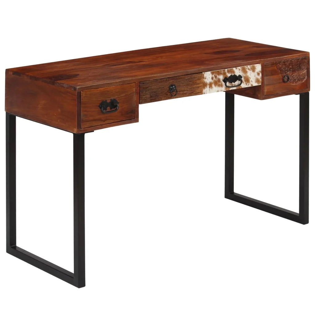 Solid Sheesham Wood and Real Leather Desk Z210