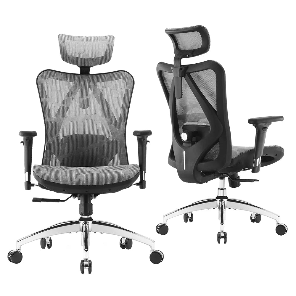 Black Ergonomic Mesh Office Chair with Headrest and Lumbar Support L201