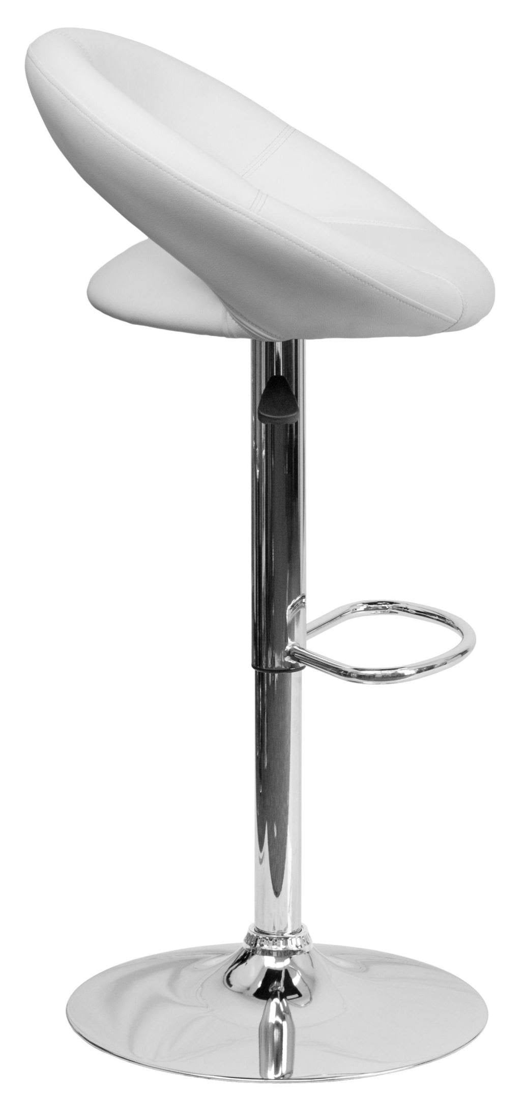 White Vinyl Adjustable Height Barstool with Chrome Base R72475
