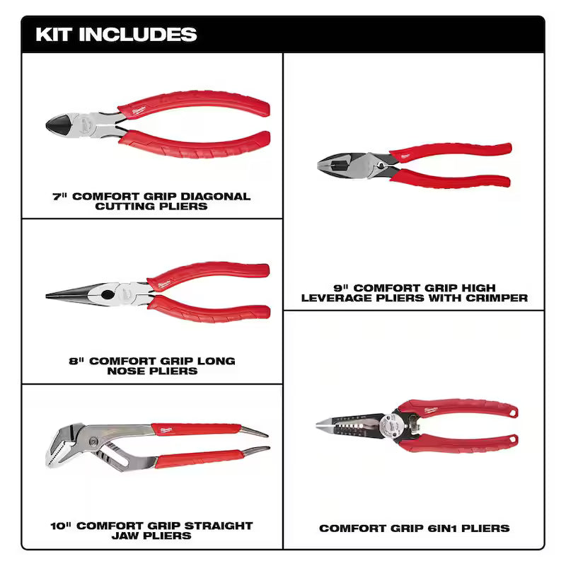 5-Piece Electrician's Pliers Hand Tool Set U57379