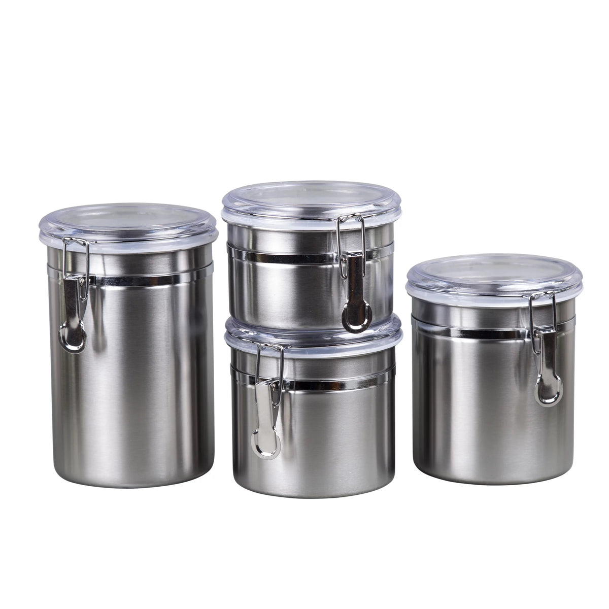 Set of 4 Stainless Steel Canister Set with Air Tight Lid O211382