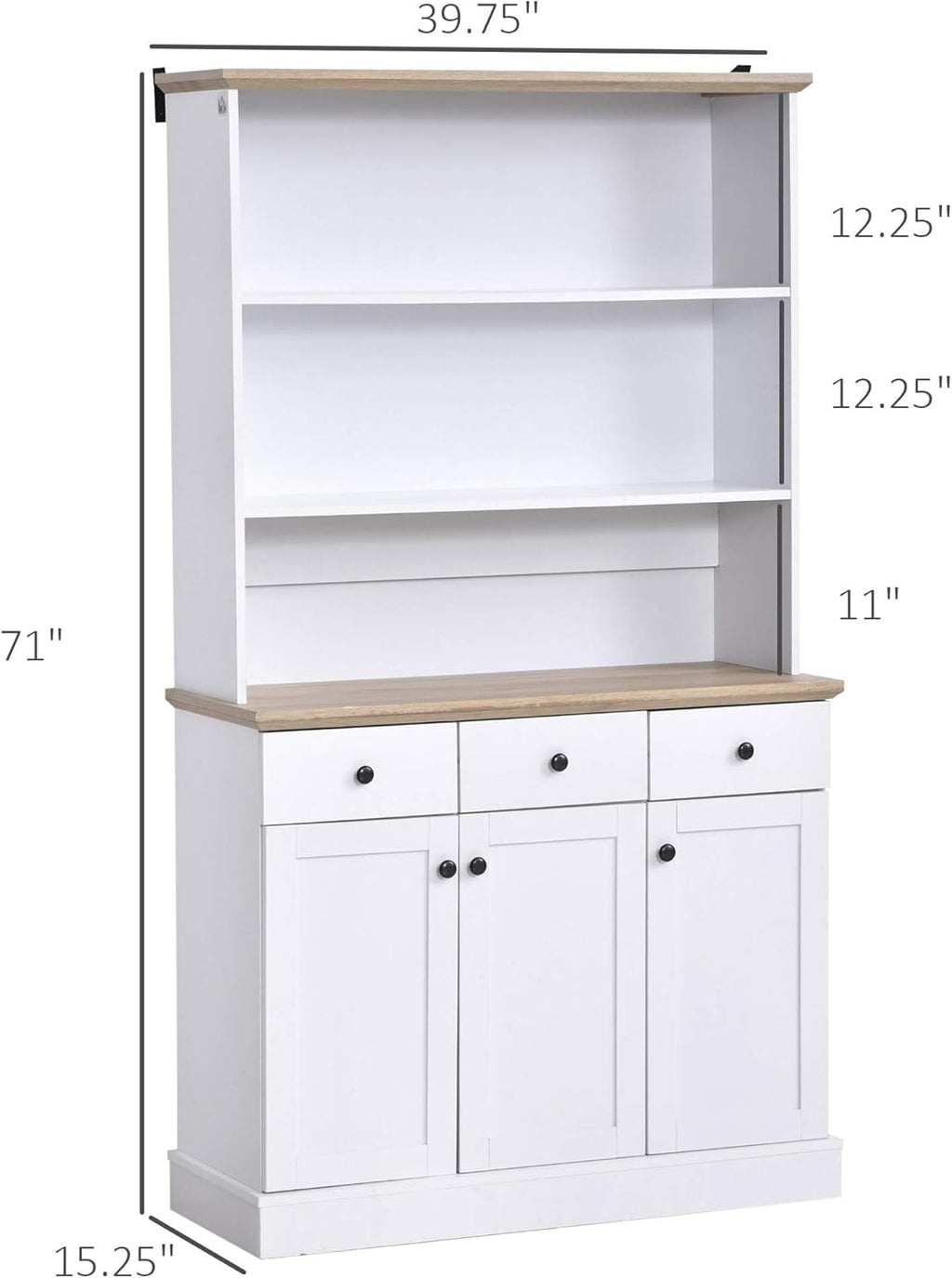 White Buffet with Hutch N3705