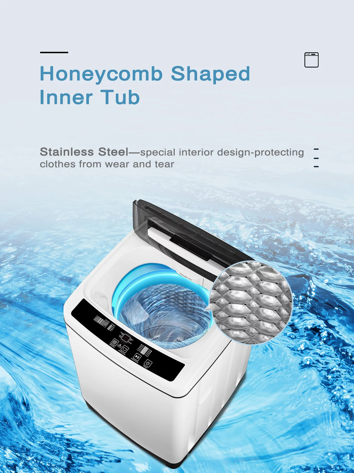Compact 1.5 Cu.Ft Full Automatic Washer with Drain Pump, White K464