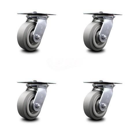 5 inch Heavy Duty Thermoplastic Rubber Caster Set of 4 V60223