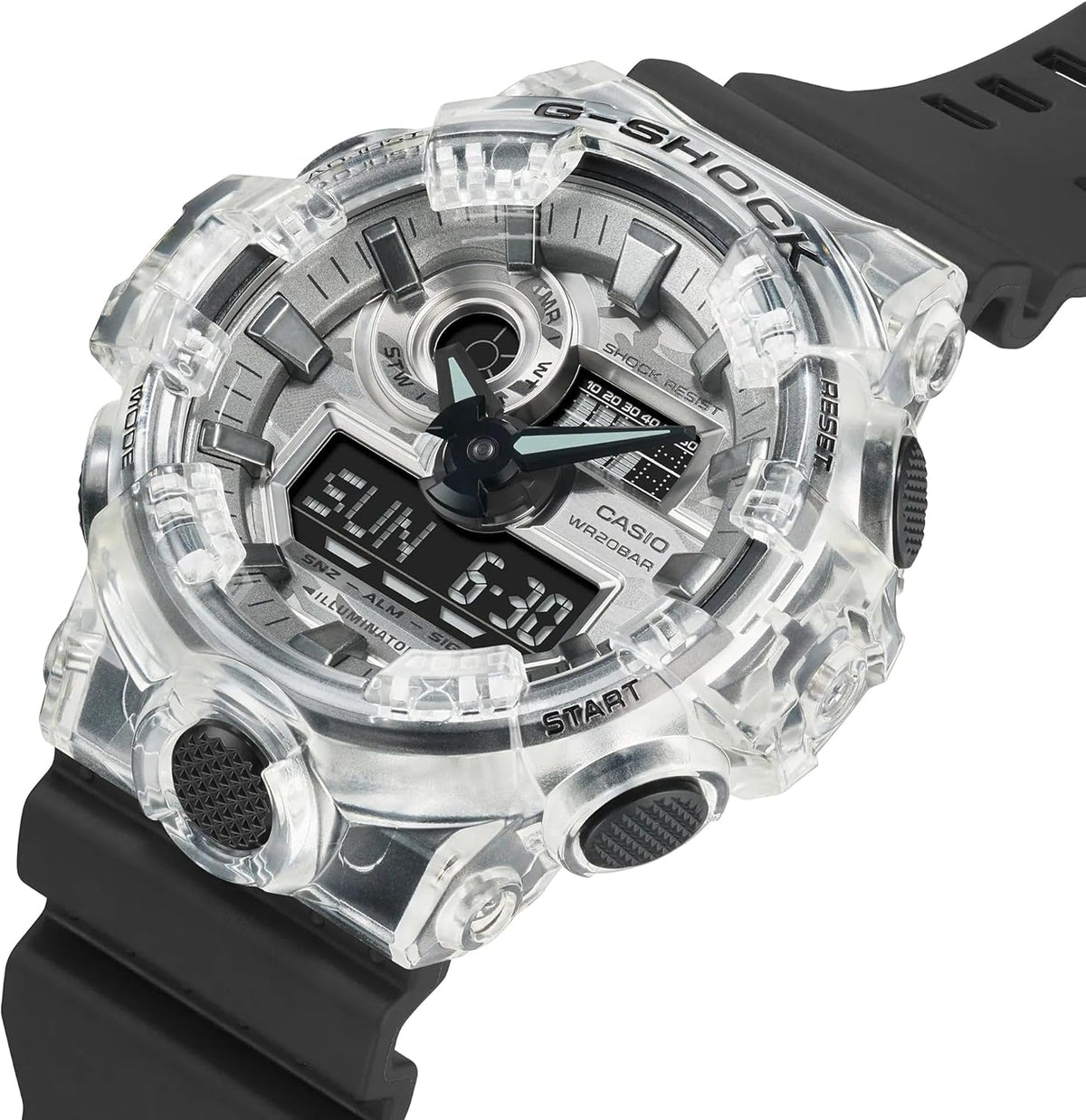 White/Black Digital Analog Camouflage Resin Band Watch W4766