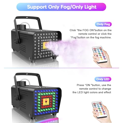 500W 2000CFM Fog Machine with 72 LED Lights and Wireless Remote Control J2729