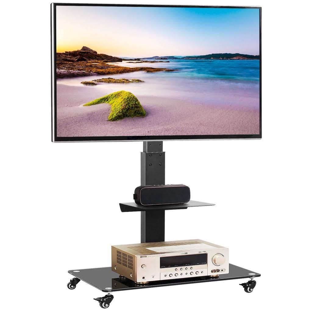 Black Rolling TV Stand with Metal Mount N449214