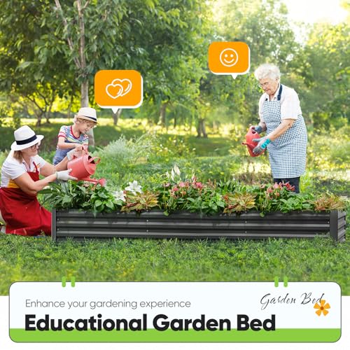 Galvanized Metal Raised Garden Bed with Cover 8x4x1 ft Y9713