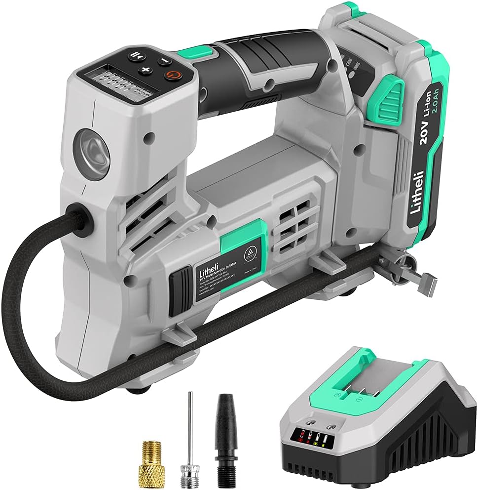 20V Portable Cordless Tire Inflator with 2.0 Ah Battery W71367