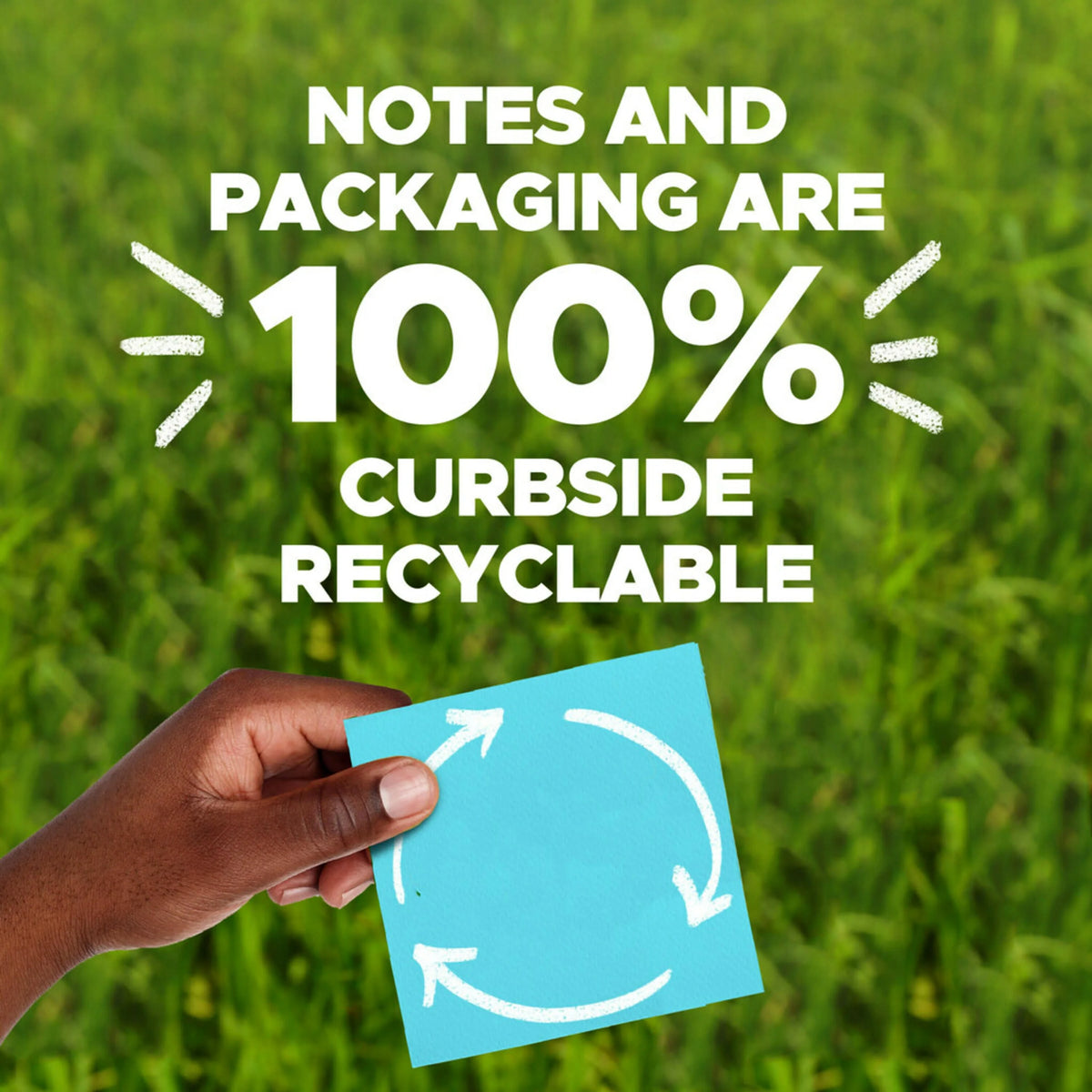 100% Recycled Paper Super Sticky Notes, 5 Pads M862133