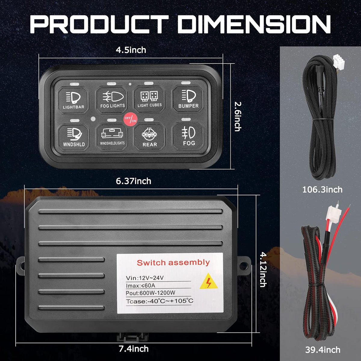 8 Gang LED Switch Panel with Label Stickers D175203
