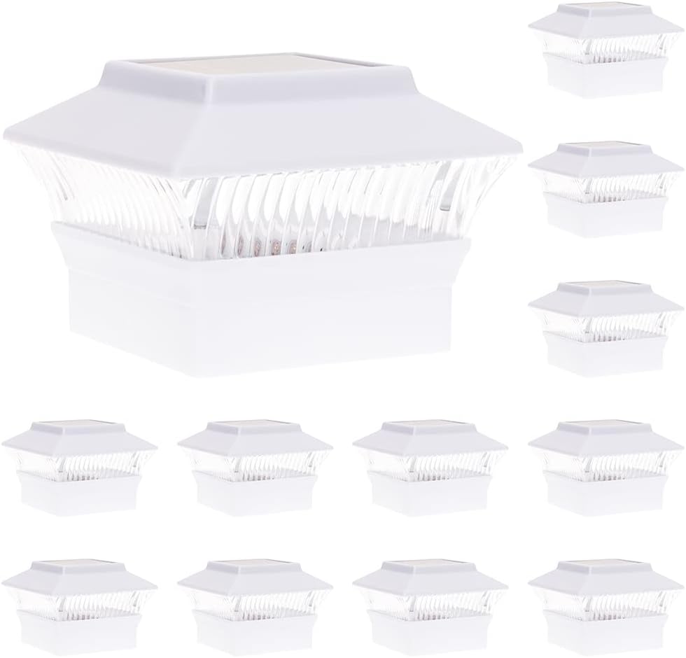 White 4 Pack Solar LED Fence Post Cap Lights U4104
