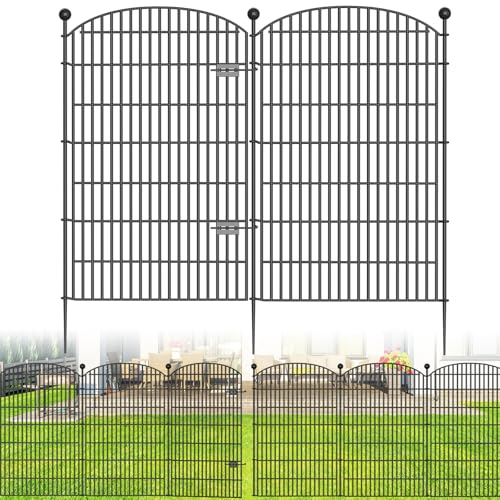 10 Panels No Dig Decorative Garden Fence 40 in x 23.6 ft Rustproof Metal Fencing J4421