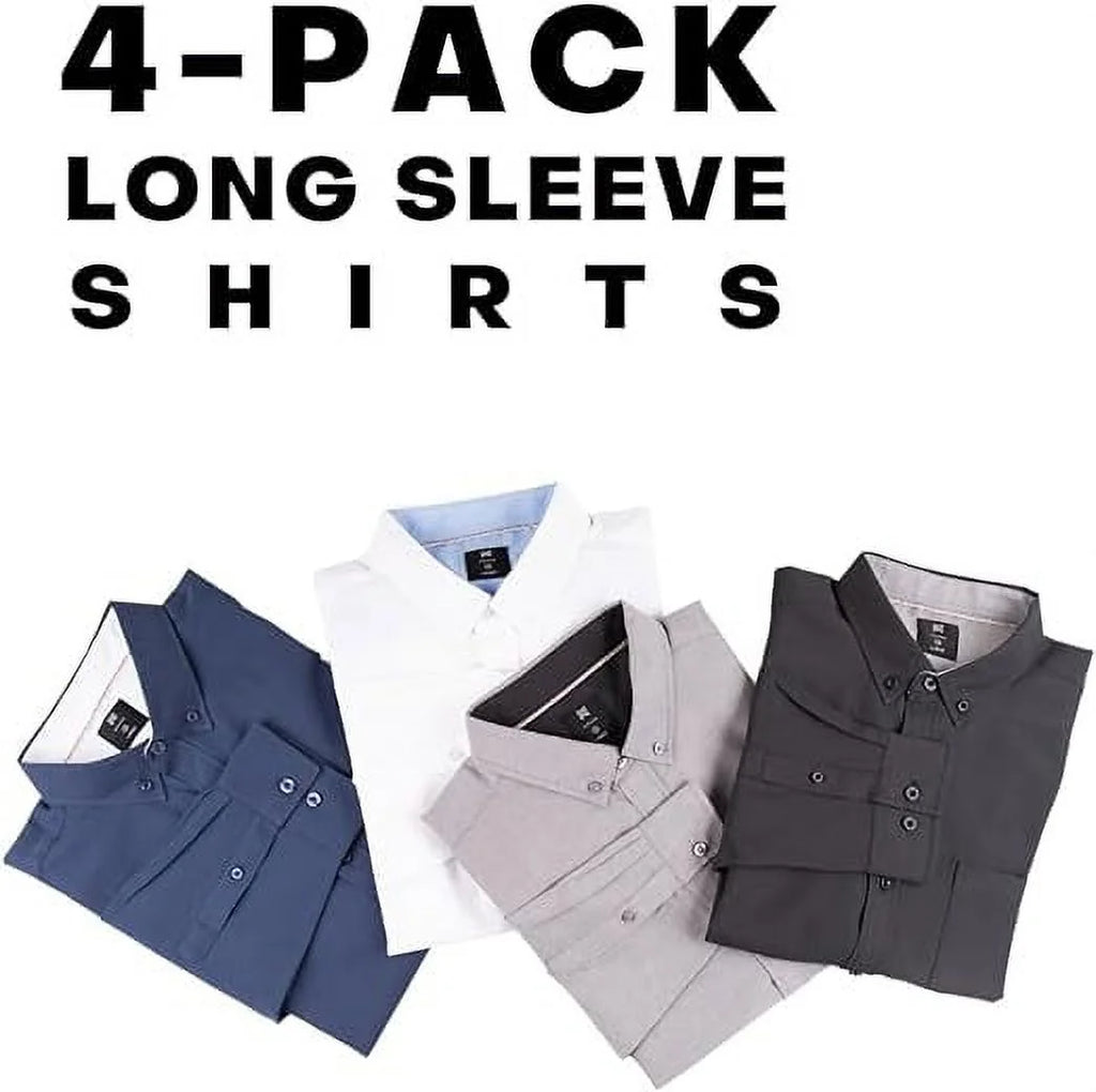 Men’s Dress Shirt 4 Pack Long Sleeve Button Down Casual Fit Z891