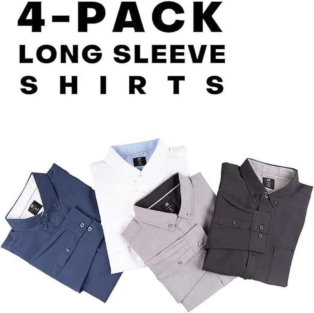 Men’s Dress Shirt 4 Pack Long Sleeve Button Down Casual Fit Z891