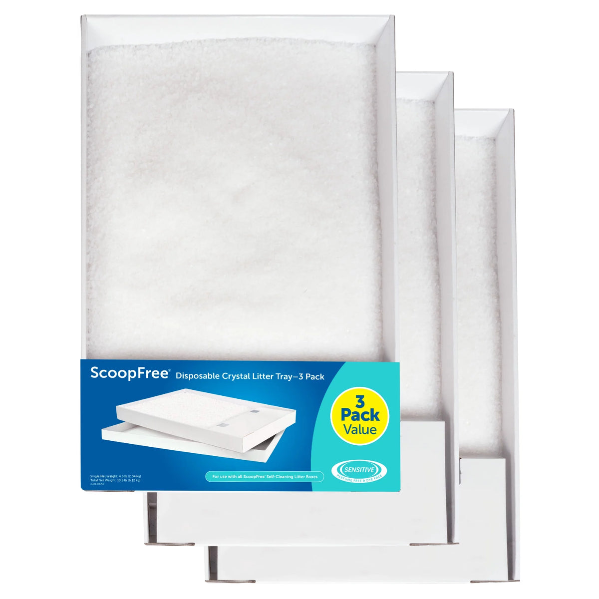 Fragrance-Free Silica Crystals Cat Litter Trays 3-Pack Q6868