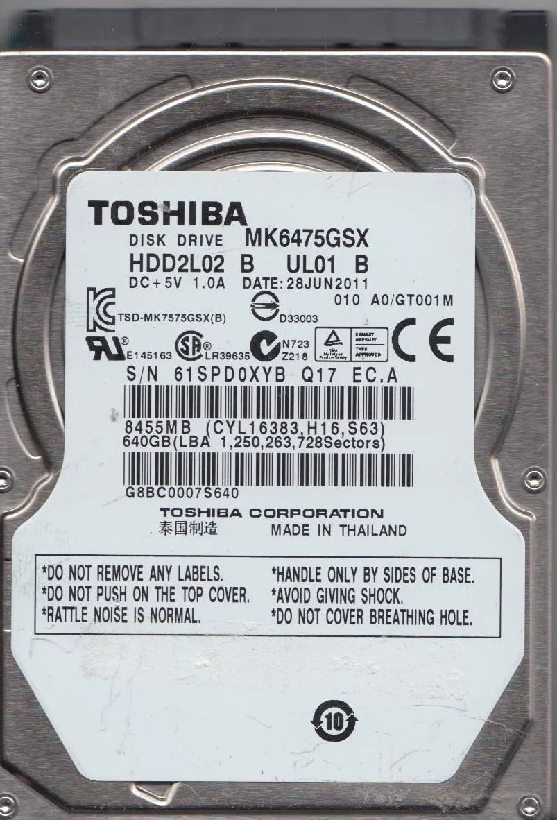 640GB SATA 2.5 Hard Drive U1572