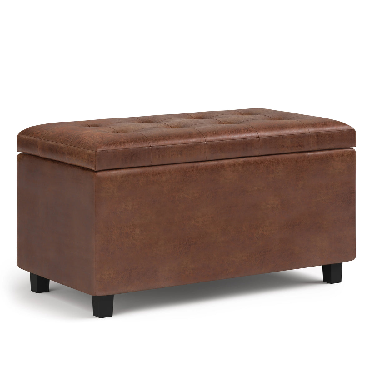 Distressed Saddle Brown Storage Ottoman D2300