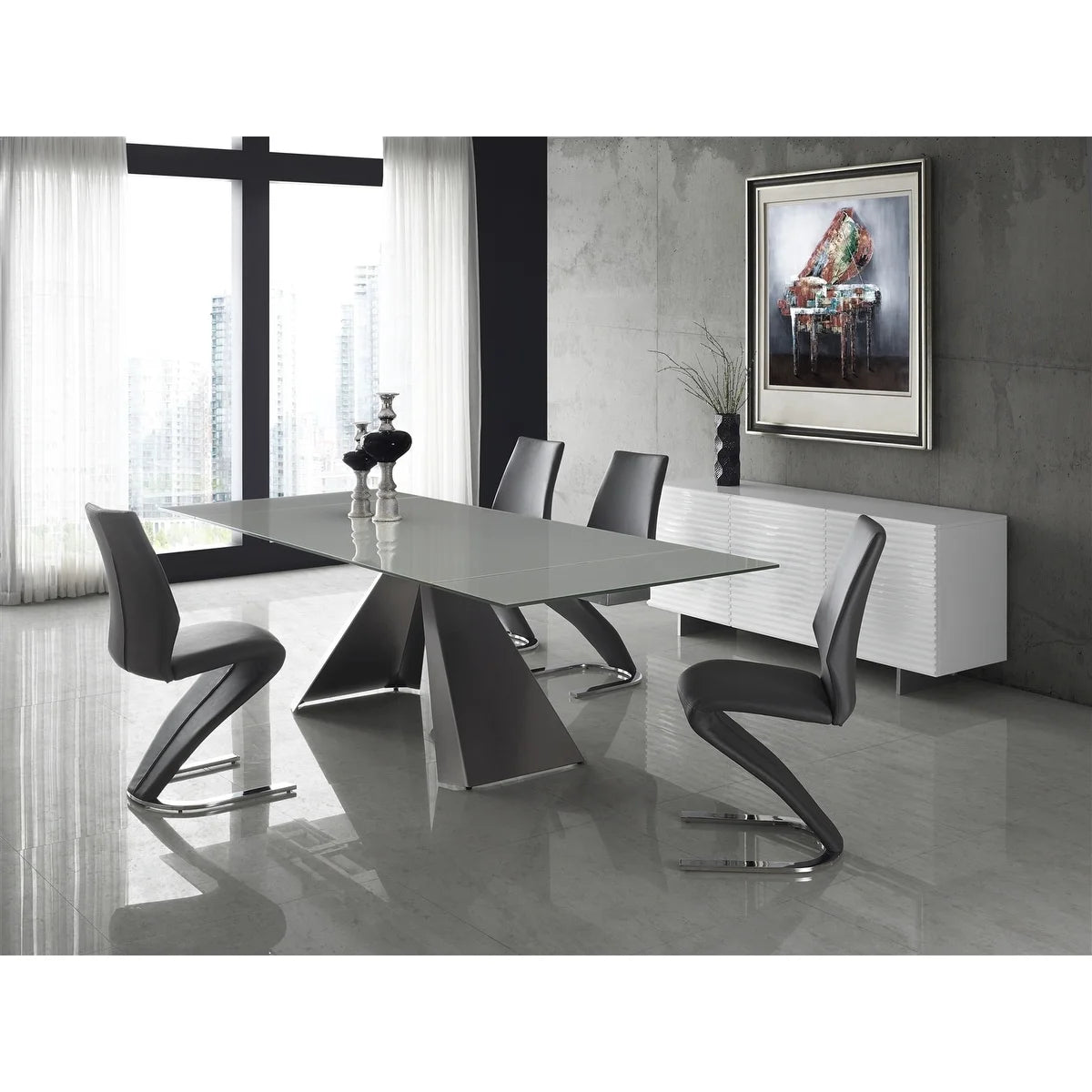 Set of 2 Gray Polyurethane Leather Dining Chairs U453692