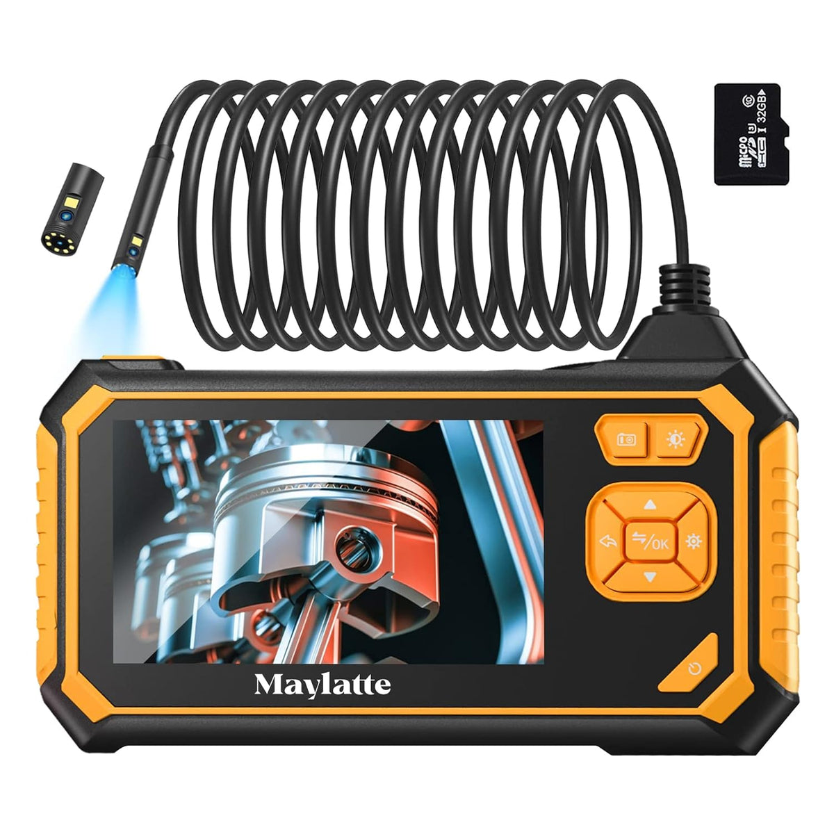 4.3 Inch 1080P HD IP67 Waterproof Inspection Camera with 8 LED Lights and 32GB Card H90537
