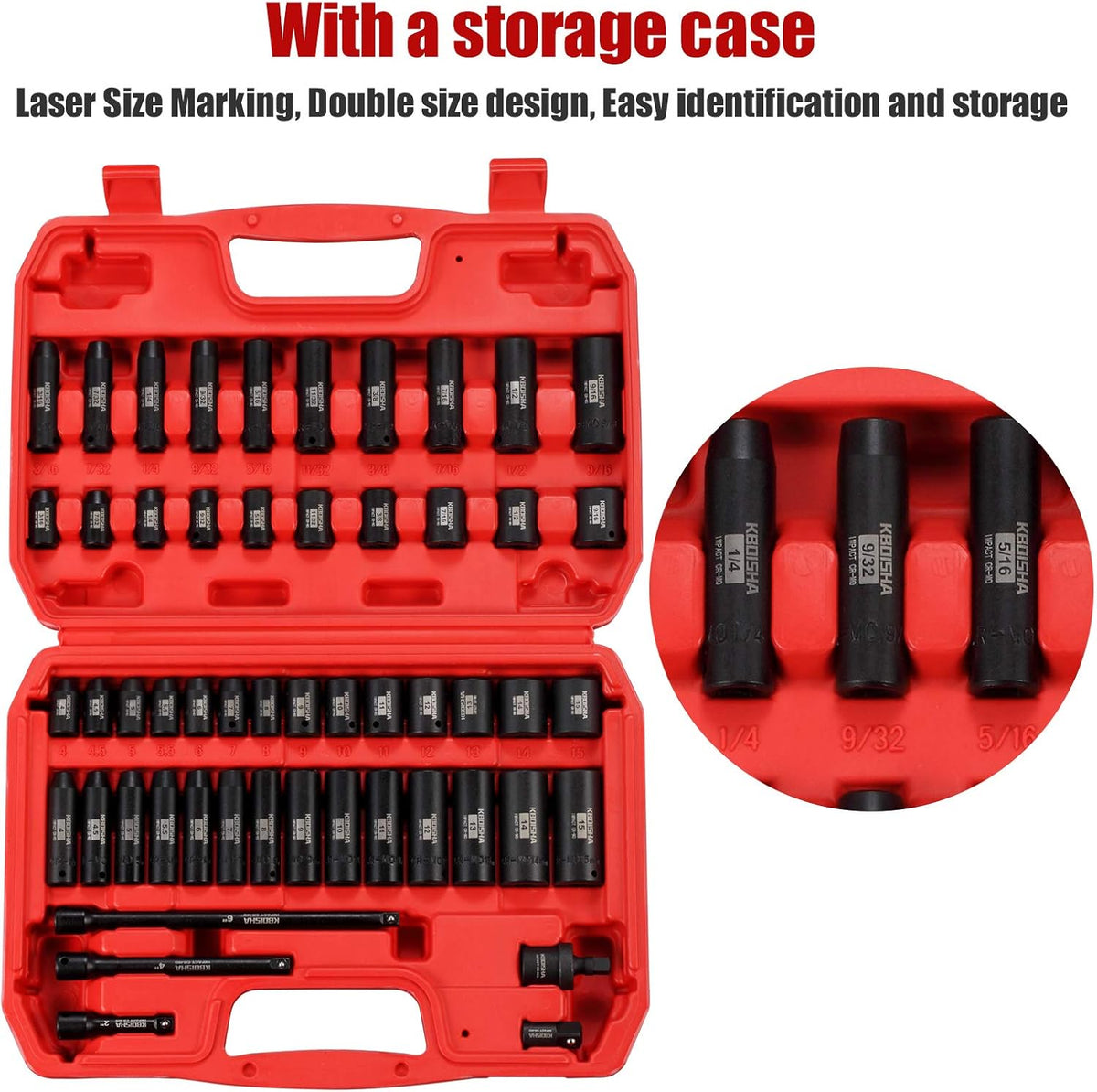 1/4 Inch Drive 53-Piece CR-MO Alloy Steel Impact Socket Set SAE and Metric T2647