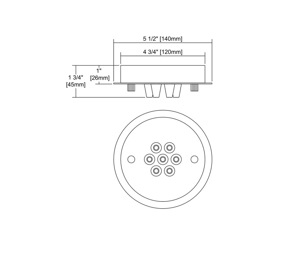 7 Light Small Round Canopy in Polished Chrome Q7222