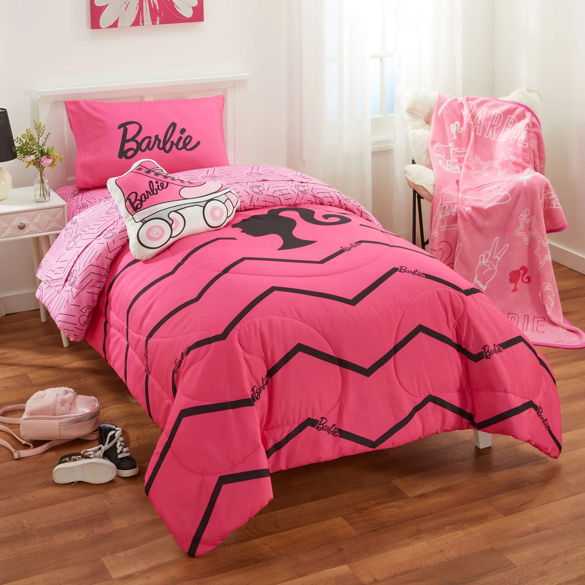 Pink Chevron Microfiber Twin Full Comforter Set A429