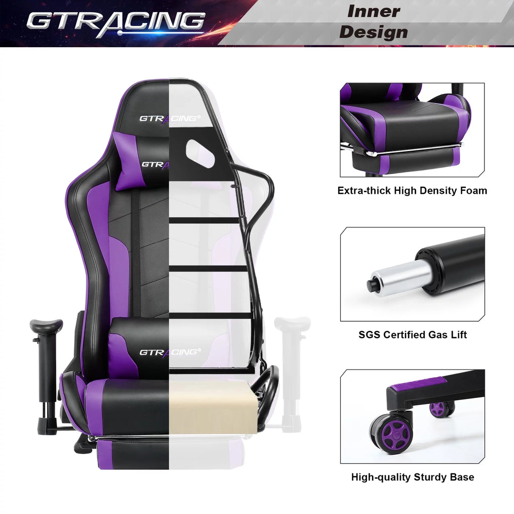 Purple Gaming Chair with Speakers and Footrest J671