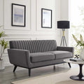 Gray Channel Tufted Performance Velvet Loveseat D379709