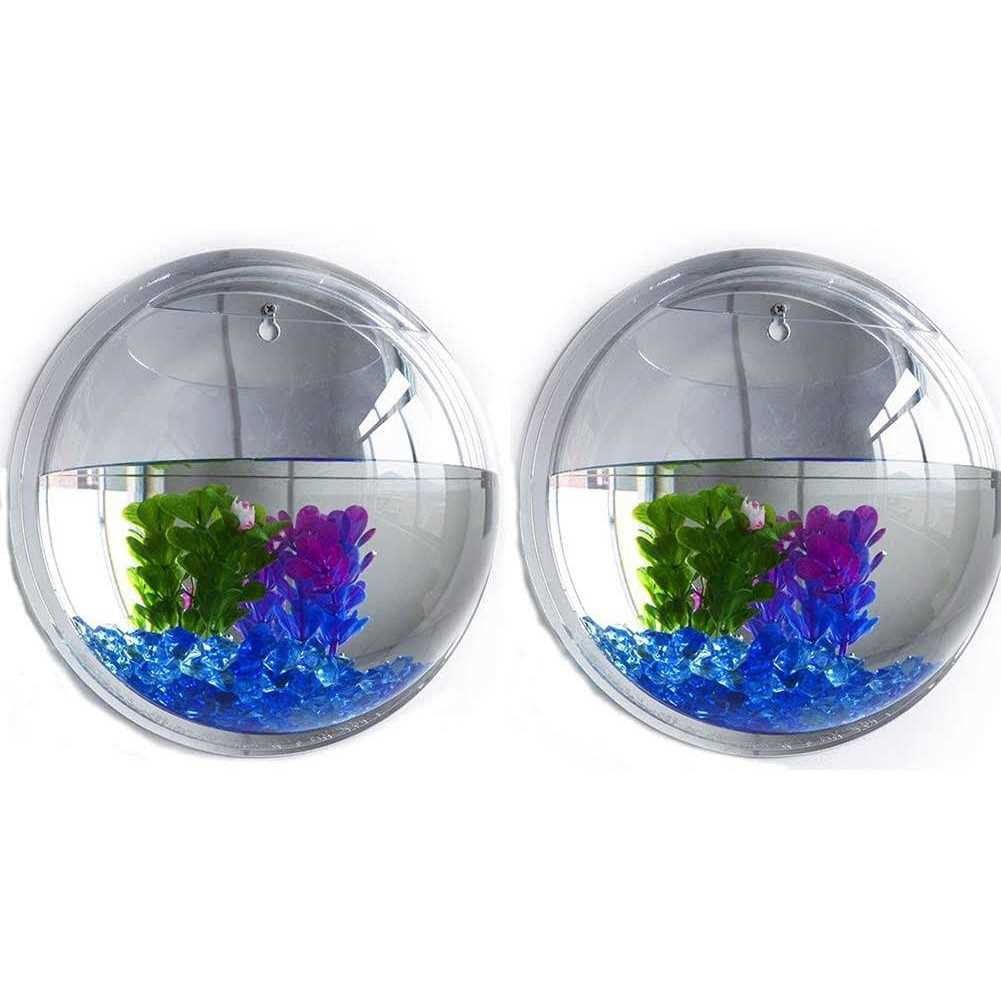 5.9” Wall Mounted Clear Acrylic Round Fish Tank Vase V303026
