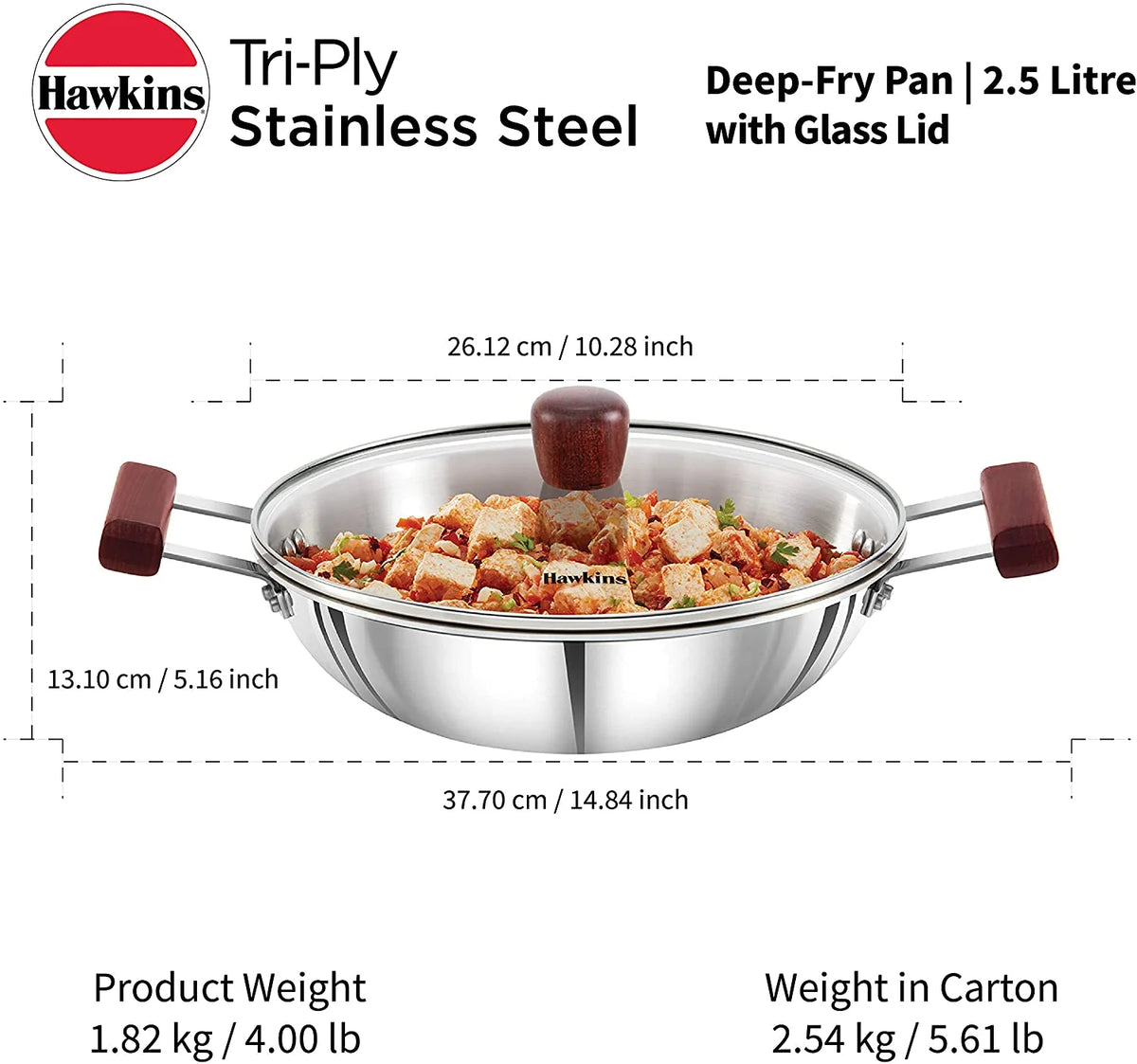 Stainless Steel Deep Fry Pan 2.5 LTR with Lid A39137