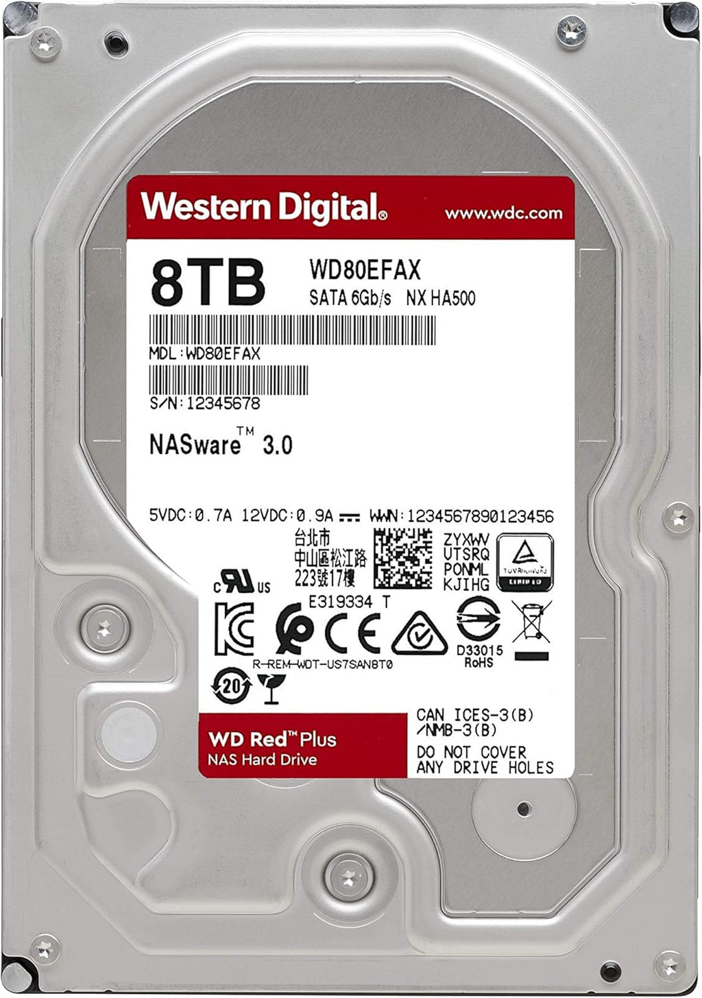 10TB WD Red Plus NAS Internal Hard Drive HDD - 5400 RPM, SATA 6 Gb/s, CMR, 256 MB Cache, 3.5 B3439