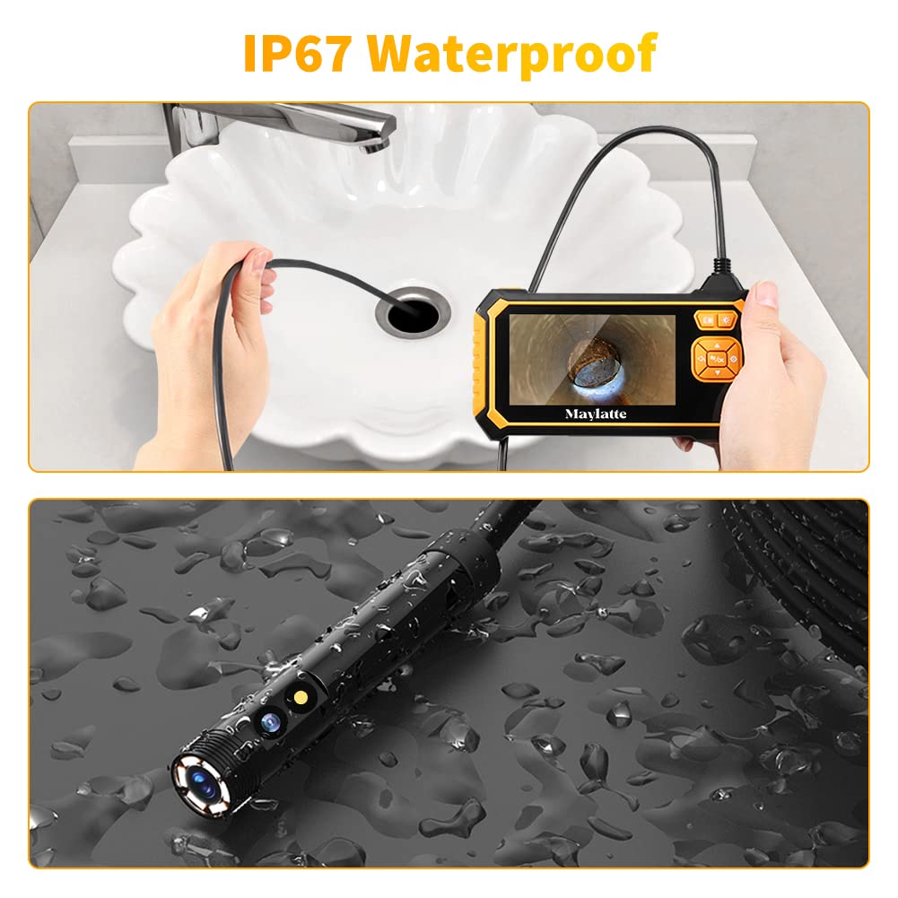 4.3 Inch 1080P HD IP67 Waterproof Inspection Camera with 8 LED Lights and 32GB Card H90537