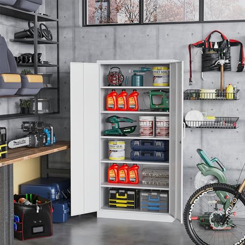 Locking Metal Storage Cabinet with 5 Adjustable Shelves U9189