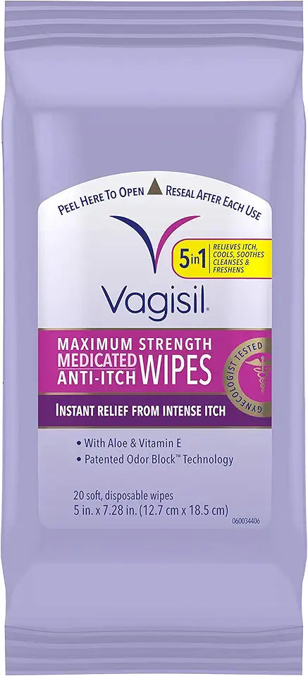 Anti-Itch Medicated Feminine Wipes 20 Wipes W492