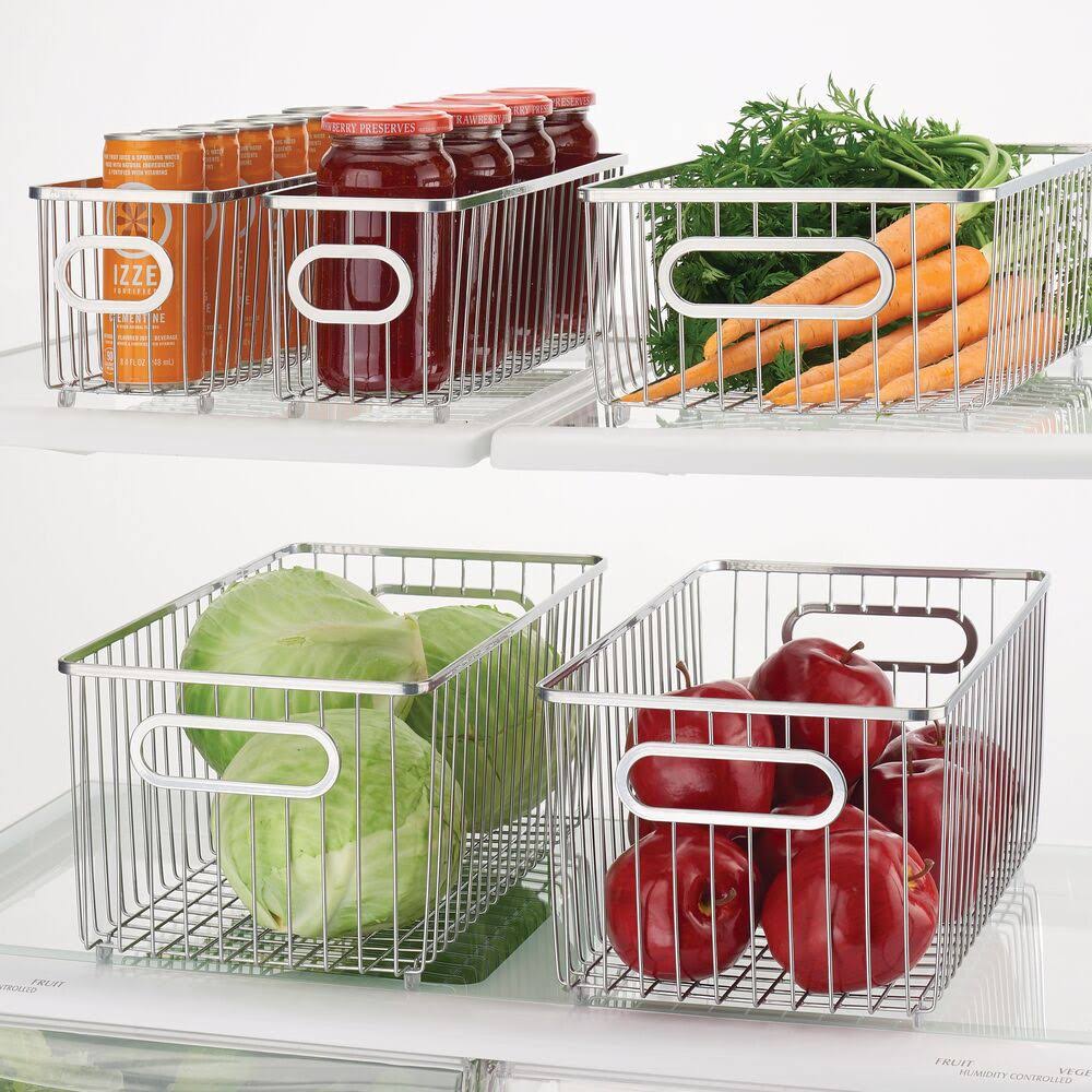 Metal Kitchen Pantry Food Storage Basket, 4 Pack I7888