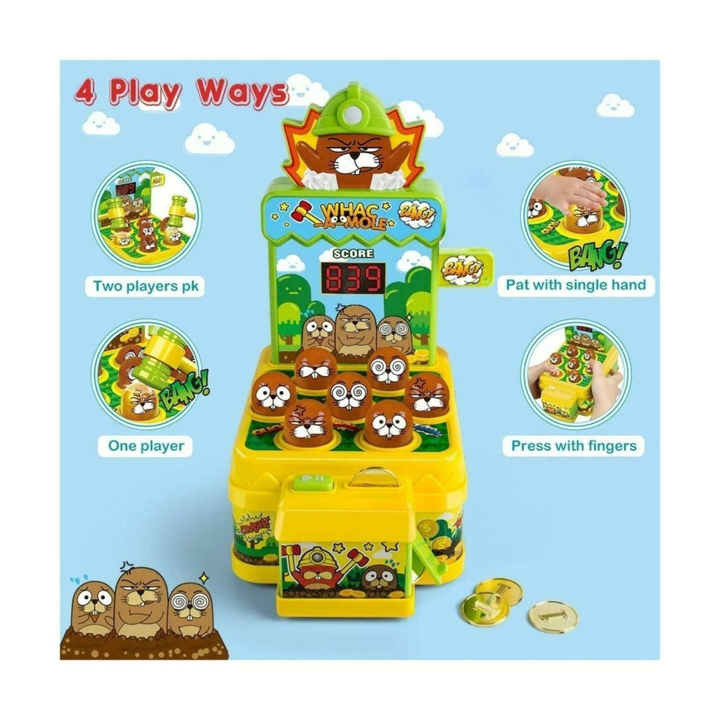 Whac-A-Mole Game, Mini Electronic Arcade Game with 2 Hammers N73870
