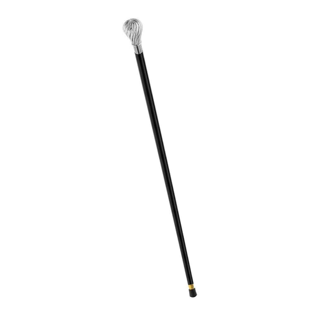 Silver 925 Spiral Bulb Knob Walking Stick with Black Beechwood Shaft Q49479