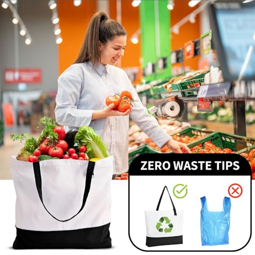 6 Pack Canvas Tote Bags with Zipper Z46192