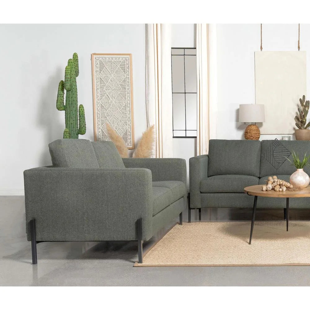 Sage Upholstered Fabric Loveseat with Track Arms J292600