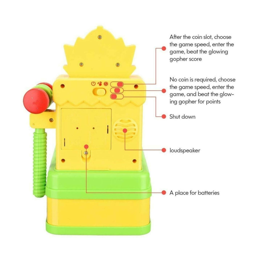 Whac-A-Mole Game, Mini Electronic Arcade Game with 2 Hammers N73870